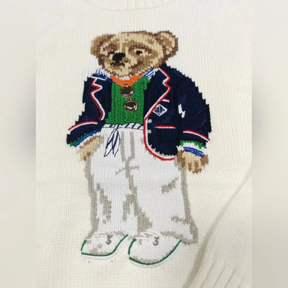 White Polo Ralph Lauren Bear Sweater - Picture 4 of 7